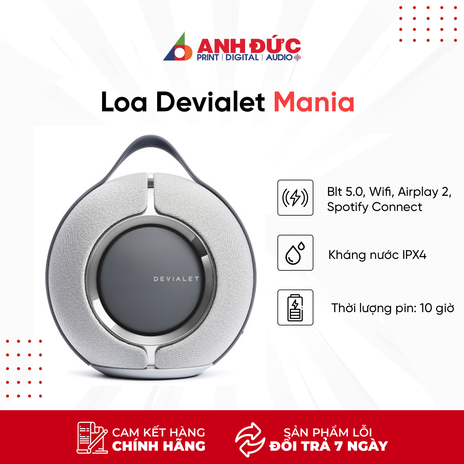 (Sẵn Hàng) Loa Di Động Cao Cấp Devialet Mania - Bảo Hành 24 Tháng - Hàng Chính Hãng