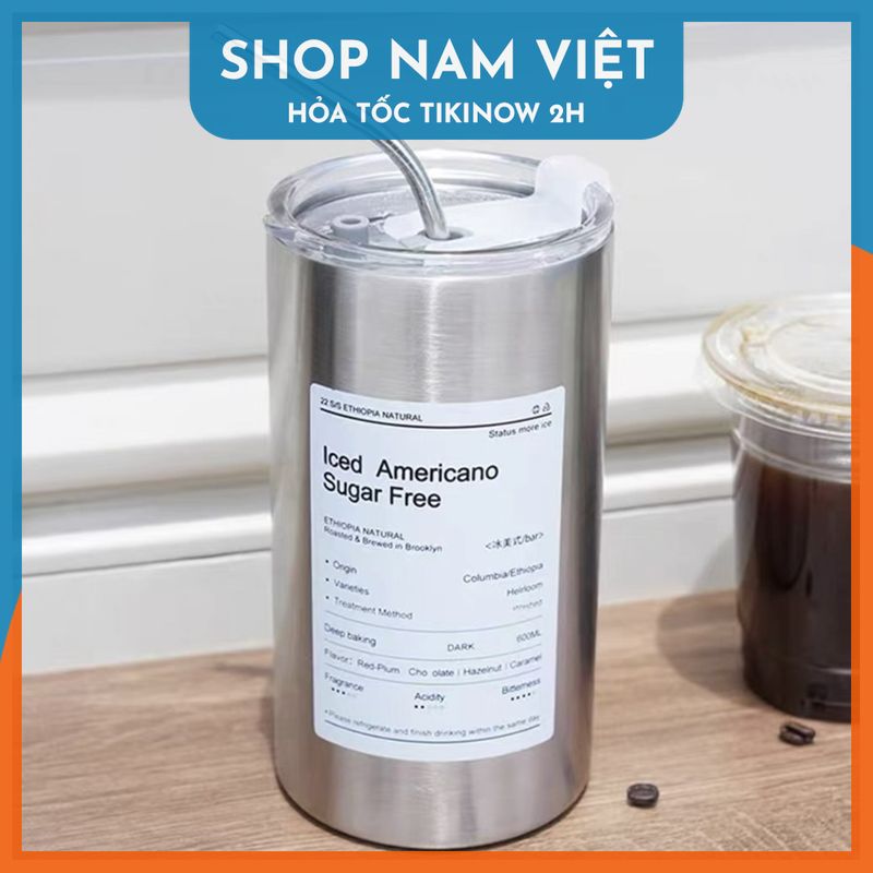 Cốc Giữ Nhiệt Ly Giữ Nhiệt Inox 304 Có Ống Hút Ly Uống Coffee 600ml