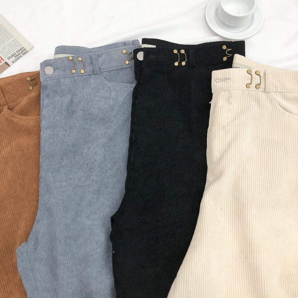 Quần Dài Nhung Gân DONI PANTS Form Suông Phối Móc Gài Eo Ulzzang