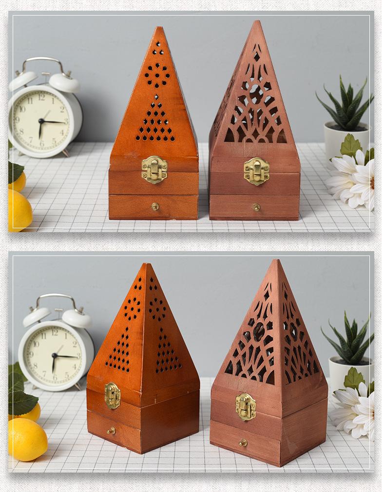 Hộp đựng hương bằng gỗ hình kim tự tháp sáng tạo Hộp đựng hương bằng gỗ rỗng