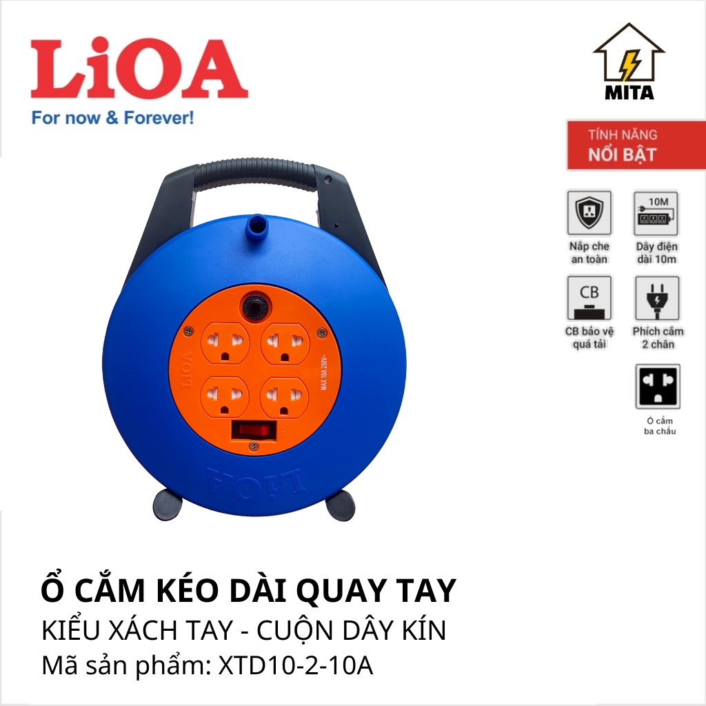 Ổ cắm điện LiOA kiểu xách tay 10m 10A-15A