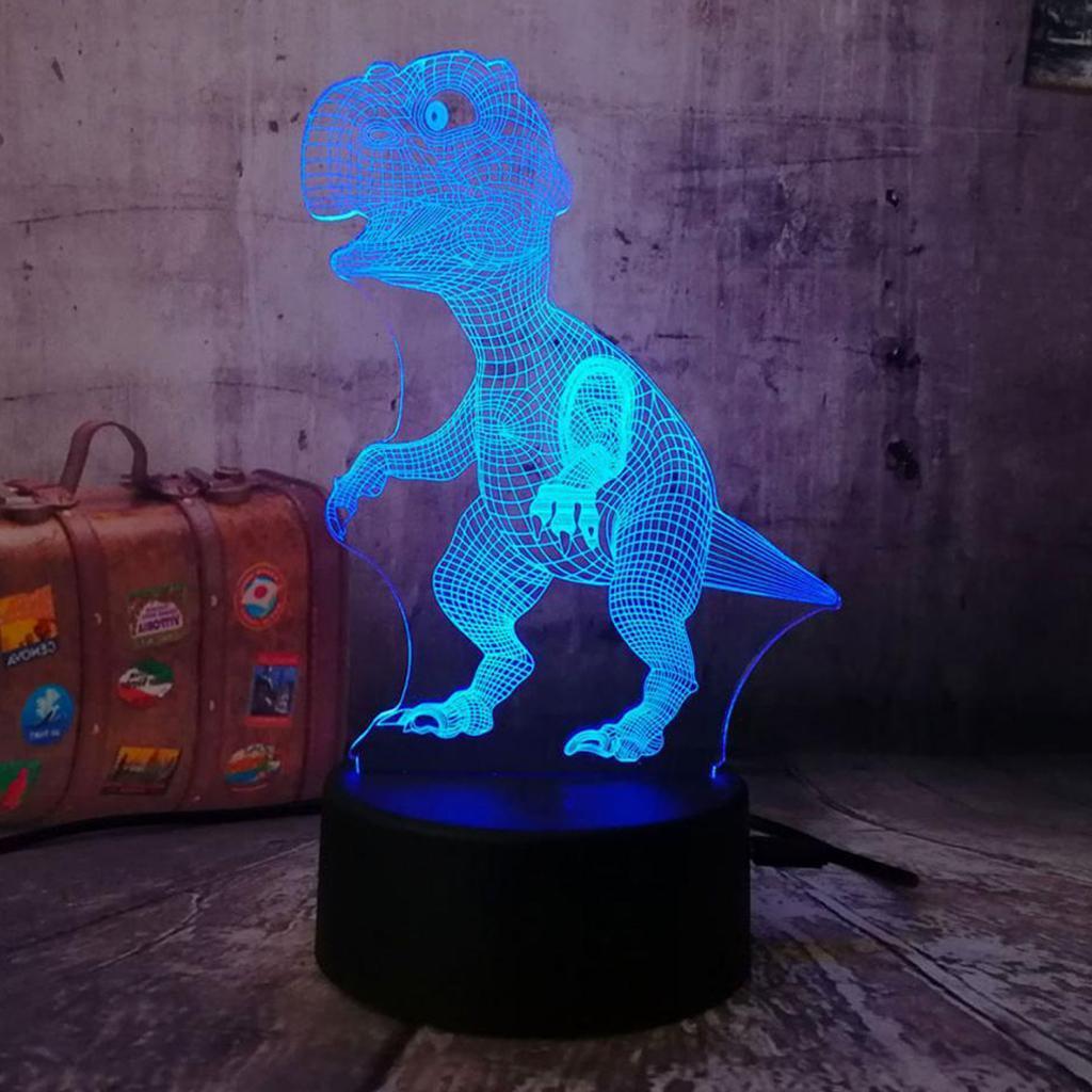 Dinosaur 3D LED Night Light Touch Remote Table Desk Illusion Lamp Kids Gifts