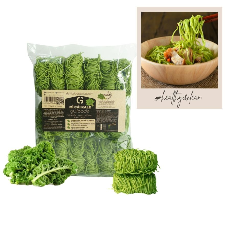 Mì Cải Kale (Cải Xoăn) GUfoods 400g  - Thực Phẩm Bổ Sung Dinh Dưỡng Cho Cả Gia Đình, Người Ăn Chay, Healthy, Giảm Cân