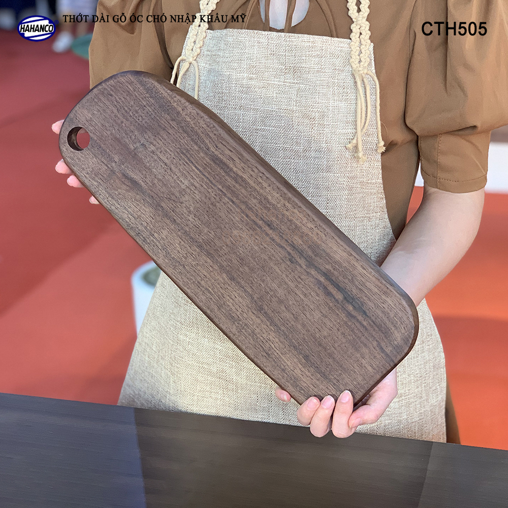 Thớt gỗ óc chó nhập khẩu Mỹ liền khối trang trí bàn ăn/ khay bánh mì/trái cây tráng miệng/bít tết/ Kê Thức Ăn Khi Thái/Pizza/Decor/chụp ảnh sản phẩm/Beef Steak- CTH505