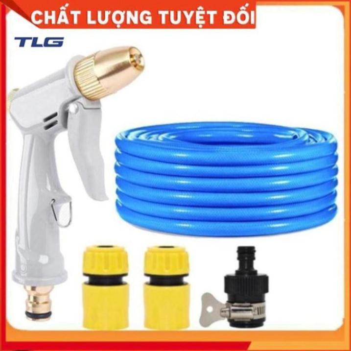 Bộ dây vòi xịt nước rửa xe, tưới cây tăng áp 3 lần, loại 3-5m (cút nhựa nối 713-1) 206846