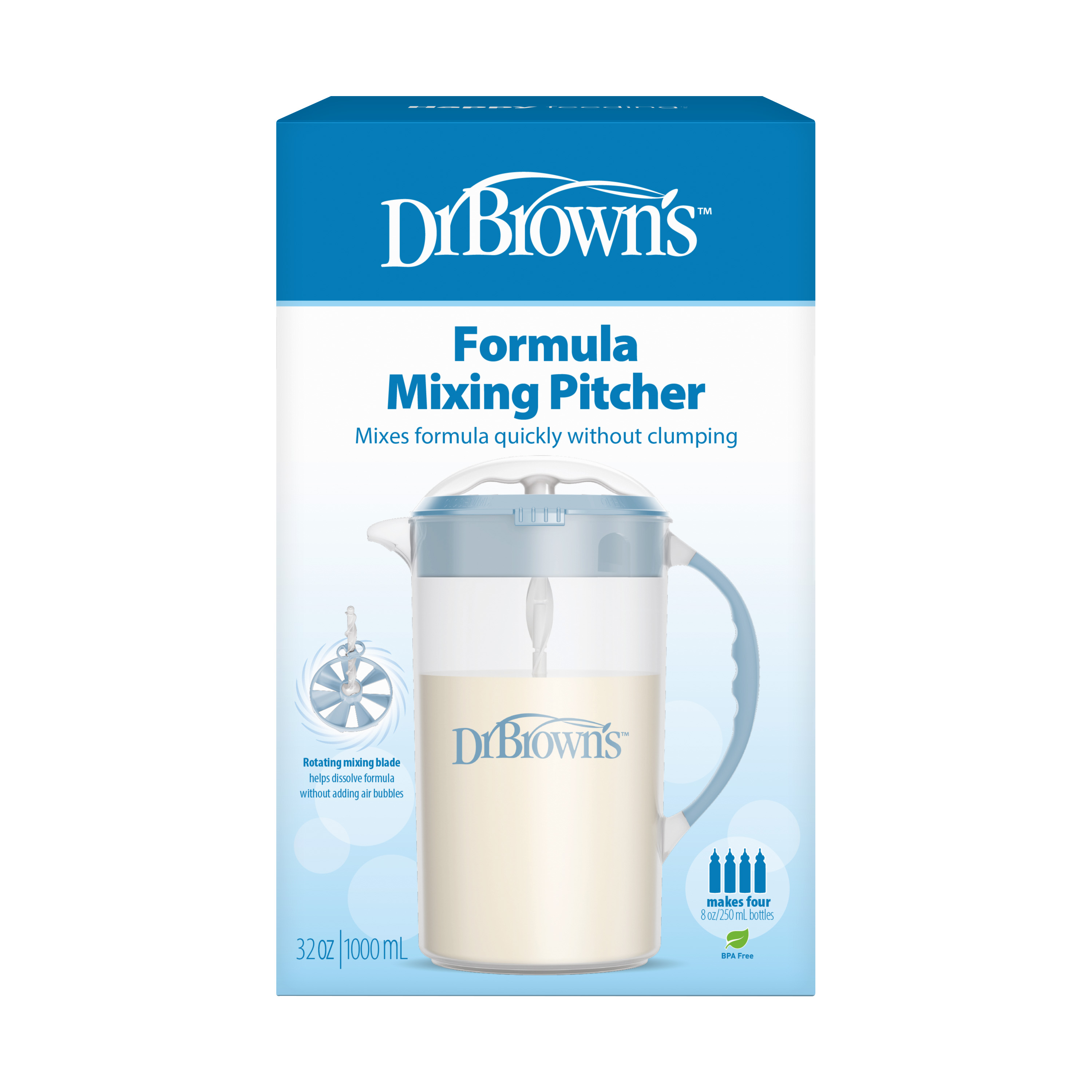 [ AC234 ] Bình Trộn Sữa Công Thức Dr. Brown’s, giúp giảm thiểu lượng không khí bị trộn lẫn vào sữa ( màu xanh )