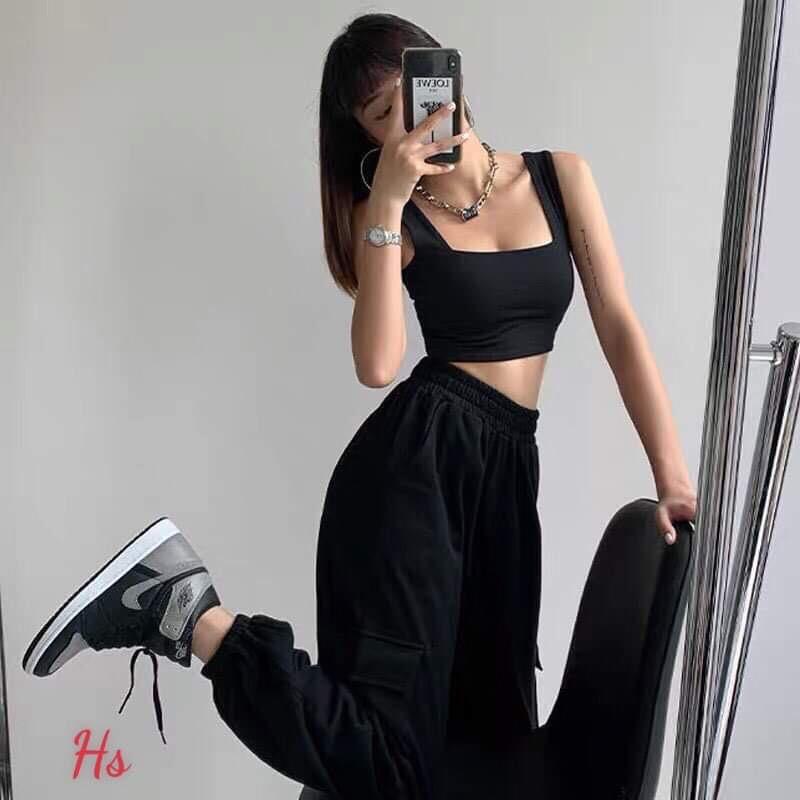 Áo Croptop Nữ Hai Dây Cổ Vuông So Hot Áo Crt Nữ Ba Lỗ Hai Màu Siêu Xinh