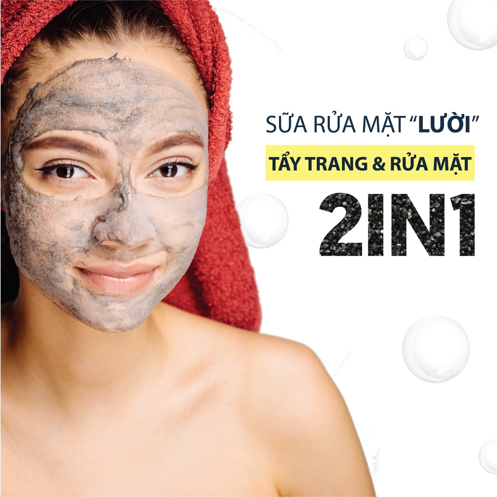 Sữa Rửa Mặt & Tẩy Trang MILAGANICS Công Thức Sủi Bọt Oxy và Than Tre Hoạt Tính Phù Hợp Cho Da Dầu Mụn, Da Nhạy Cảm
