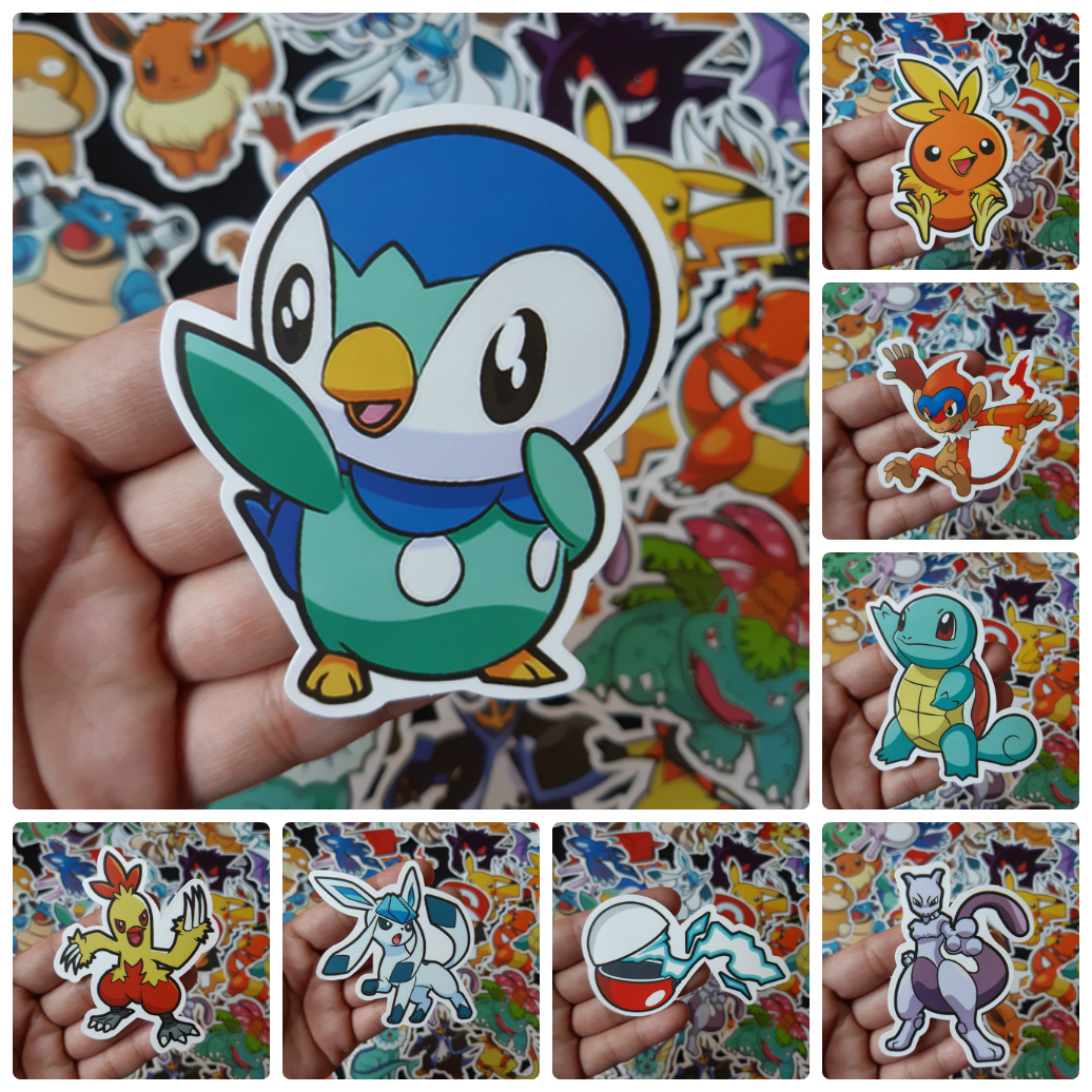 Bộ Sticker dán cao cấp chủ đề POKEMON - Dùng dán Xe, dán mũ bảo hiểm, dán Laptop