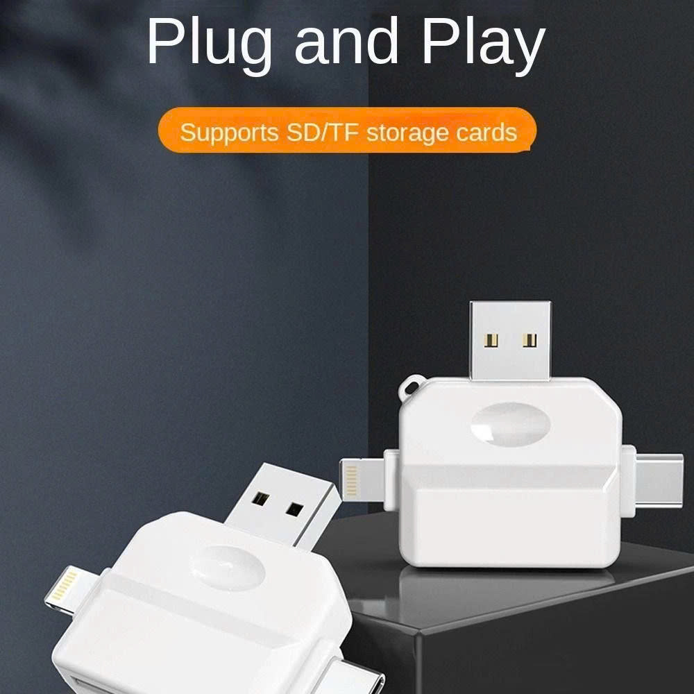 Đầu Chuyển 5 Trong 1 Cho Micro Thu Âm Không Dây Cài Áo Type-c / IOS / USB sang thẻ SDTF Cho Điện Thoại Smartphone Máy Tính PC Laptop Máy Ảnh Lens OTG - Hàng Nhập Khẩu