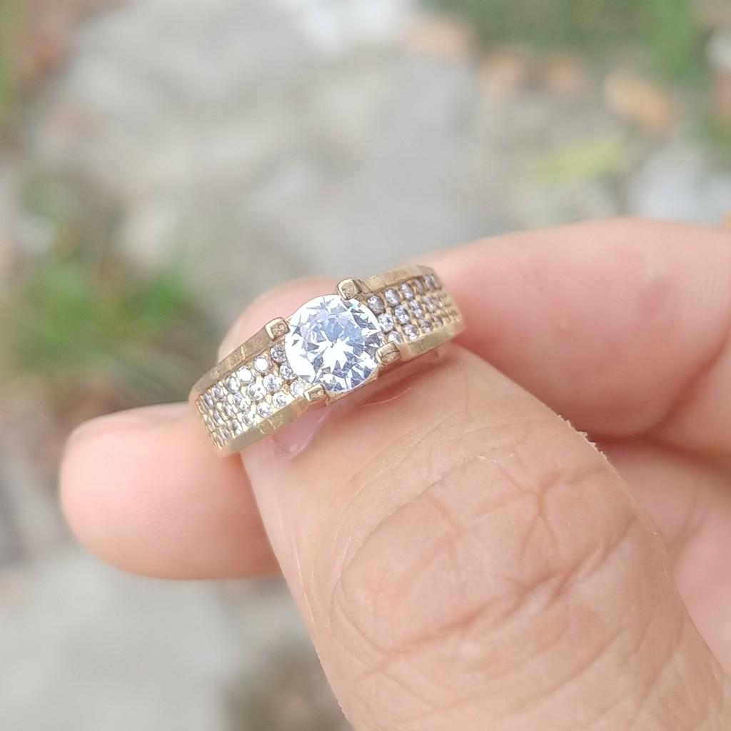 Nhẫn Nữ Đính Đá Vàng Vonfram Cao Cấp- Dùng không phai màu bảo hành 5 năm
