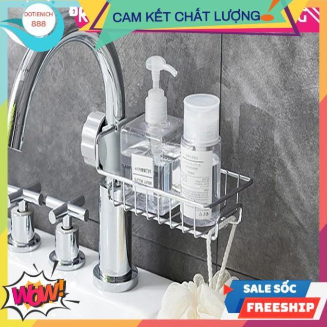 Giá inox treo vòi rửa bát đa năng khay kệ inox đựng đồ phòng tắm nhà bếp trang trí đẹp