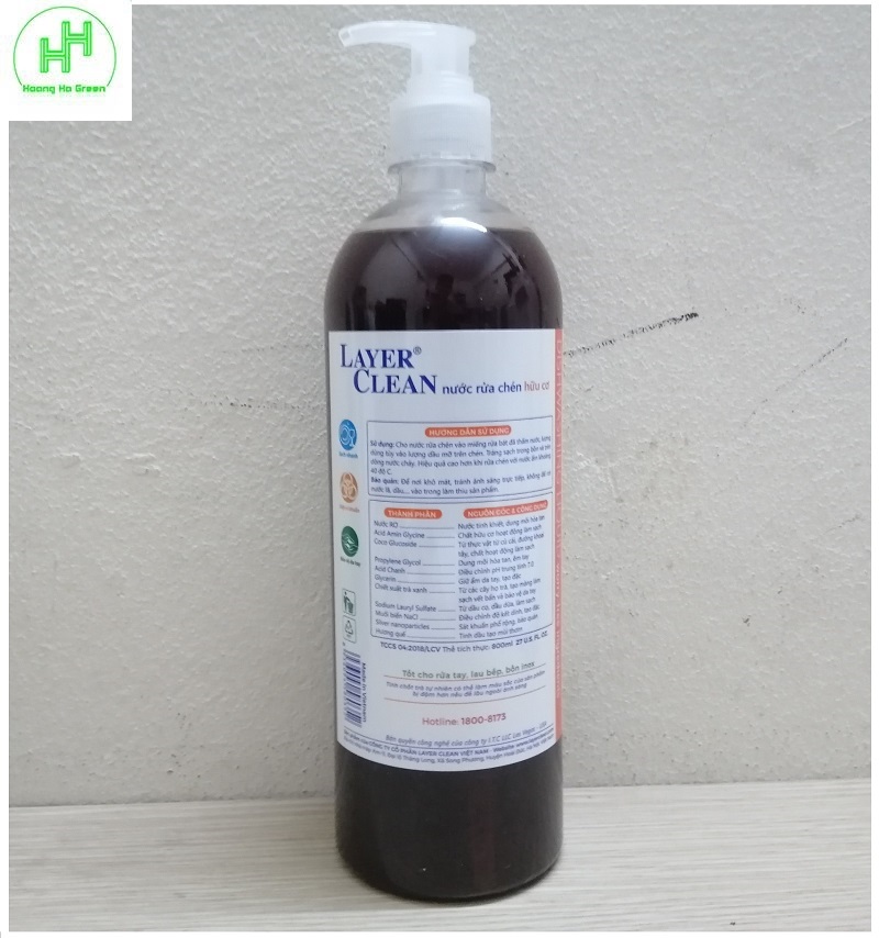 ComBo: 1 Chai Nước Rửa Chén Hữu Cơ Layer Clean - Hương Quýt + 1 Chai Nước Rửa Chén Hữu Cơ Layer Clean - Hương Quế, Thể Tích: 800ml/1C