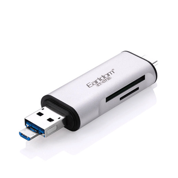 Đầu Đọc Thẻ Đa Năng Cho Điện Thoại, Máy Tính Earldom ET-OT10 (Hỗ Trợ Các Cổng MicroUSB - Type C - USB) - Hàng Nhập Khẩu (Màu Ngẫu Nhiên)