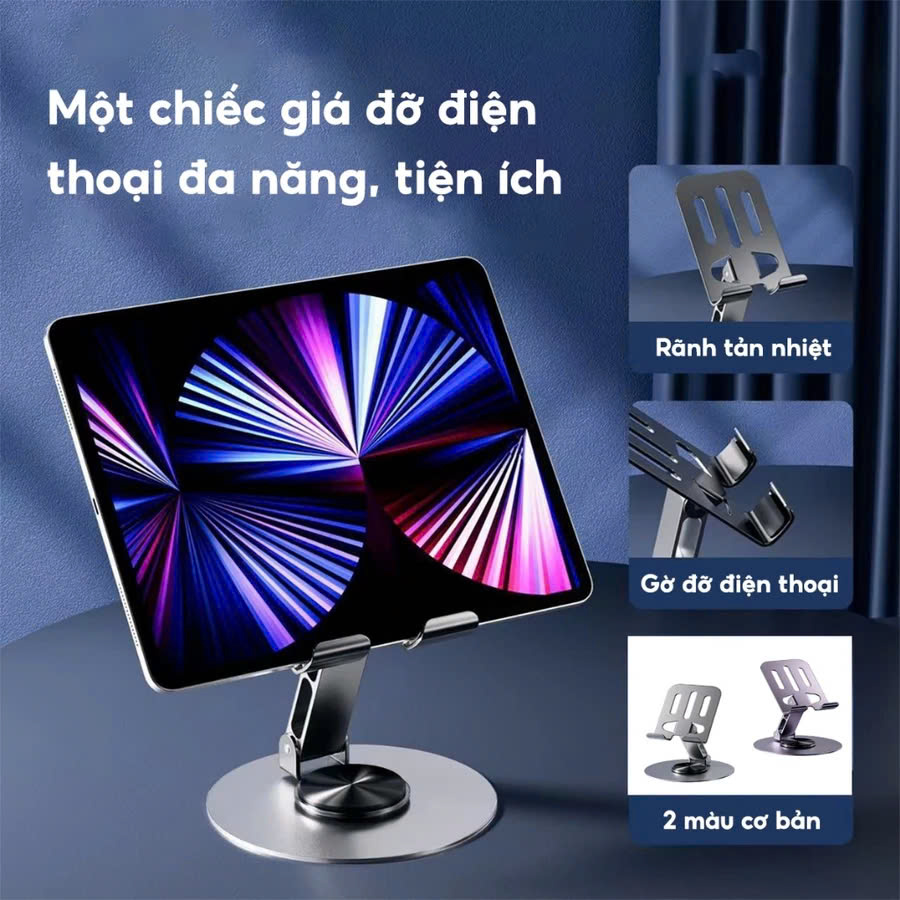 Giá đỡ điện thoại ,đa năng ,có thể gấp gọn để bàn hợp kim nhôm chắc chắn ,đế chống trơn trượt tiện dụng hàng nhập khẩu
