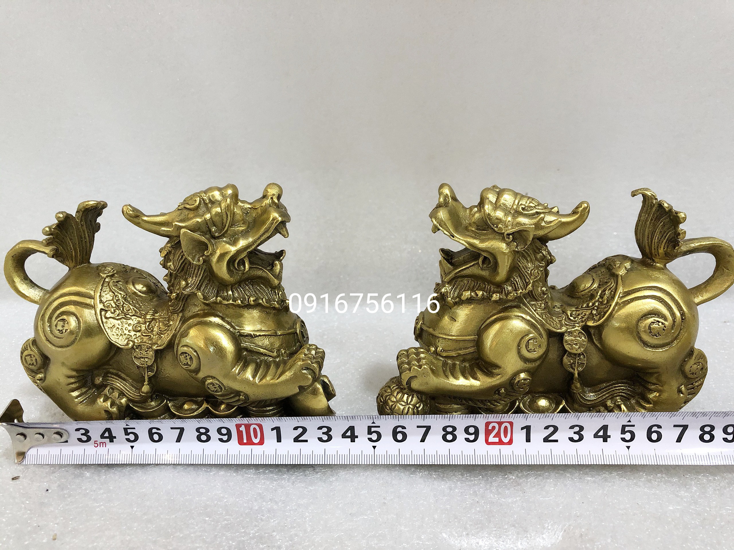 Cặp Tỳ Hưu Như Ý bằng đồng Bằng Đồng, Tỳ Hưu Phong Thủy Tài Lộc bày Ban Thần Tài