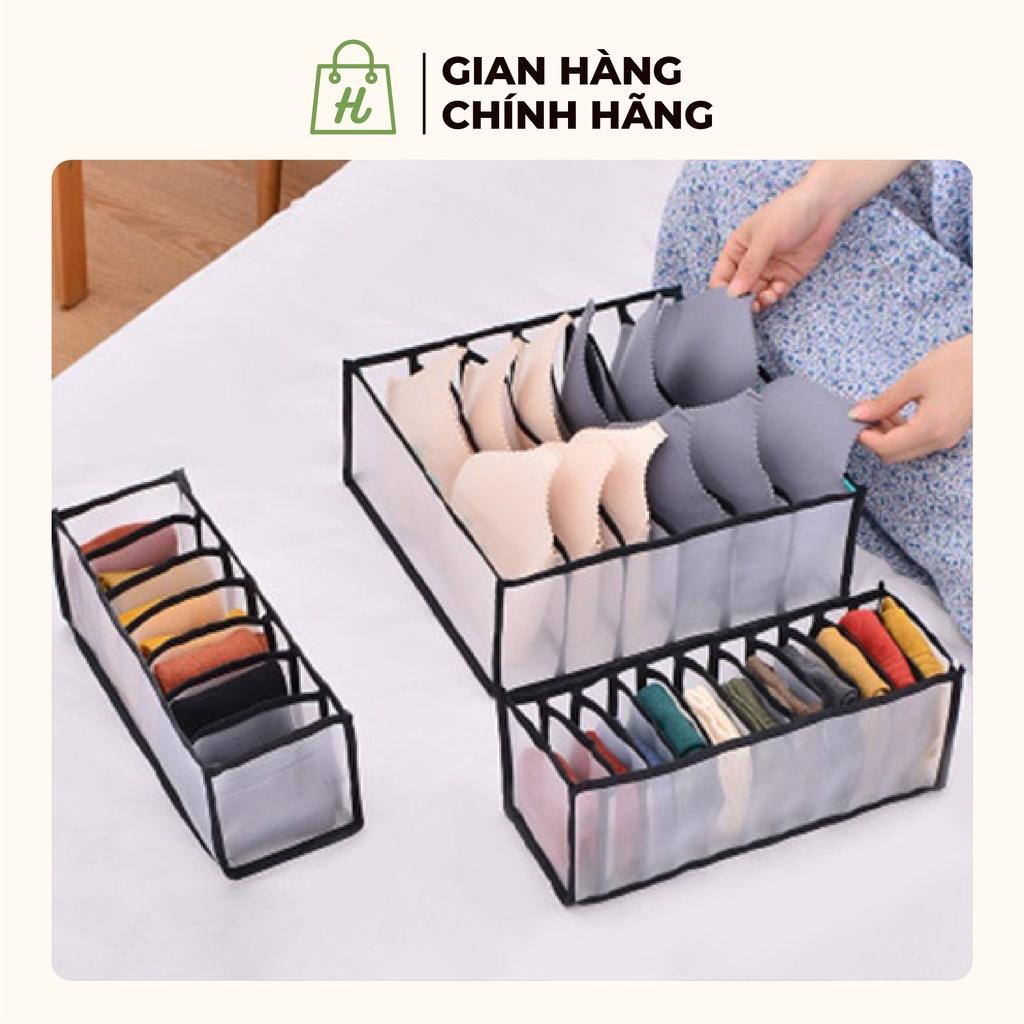 Combo 3 hộp vải đựng bảo quản đồ lót đa ngăn tiện lợi