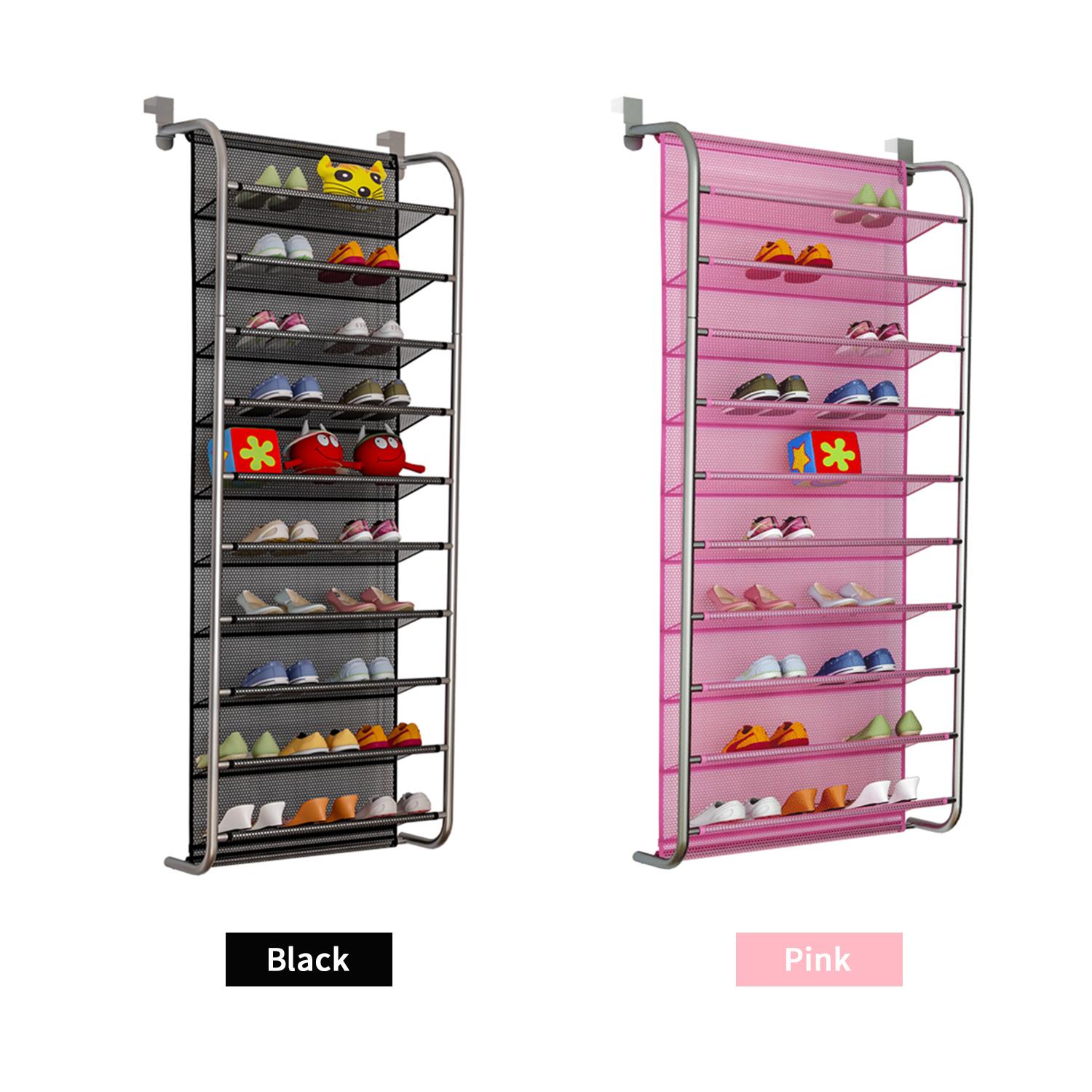 Giá để giày 10 tầng treo trên cửa làm bằng thép carbon và lưới nylon