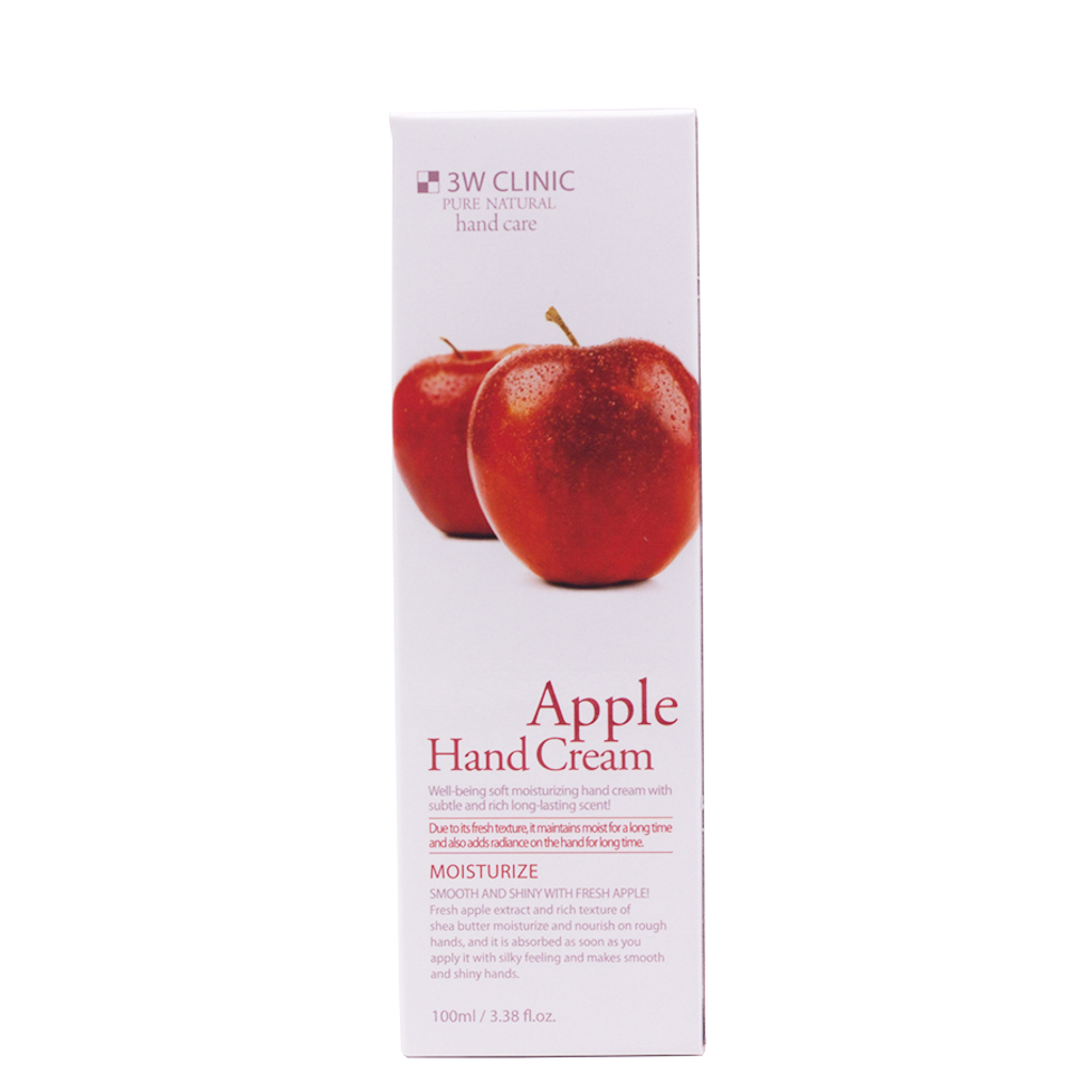 Kem dưỡng da tay chiết xuất Táo Hàn Quốc cao cấp 3W Clinic Apple Hand Cream (100ml) + Tặng Dụng Cụ Rửa và Massage Mặt Silicon Mềm Dẻo Hàn Quốc Suri Facial Cleansing Fad – Hàng Chính Hãng