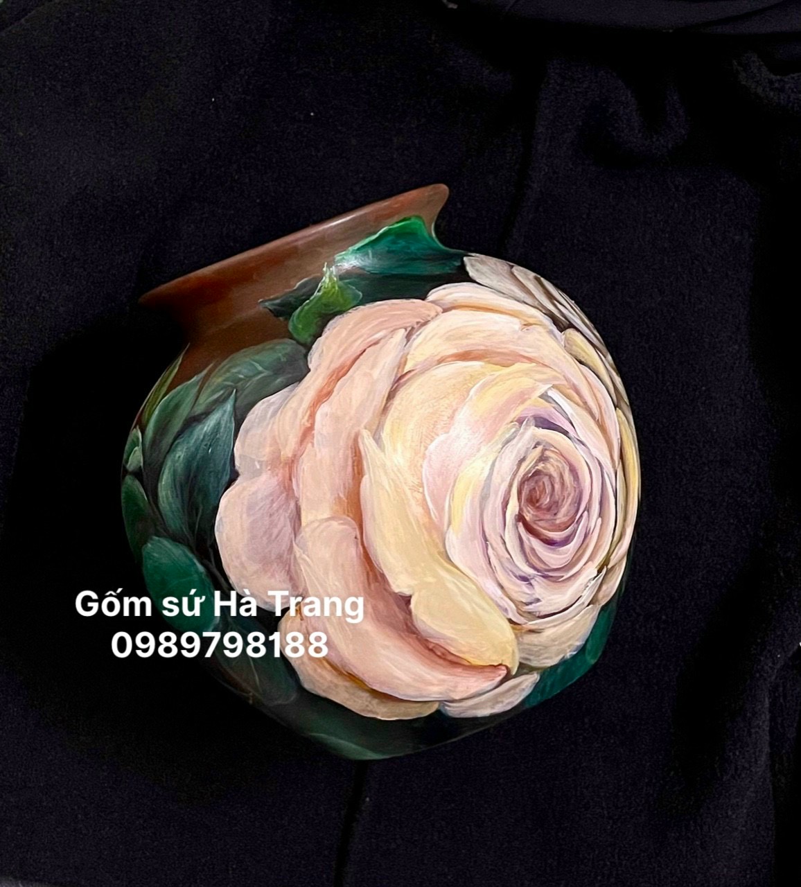 Lọ hoa gốm sứ Bát Tràng cao cấp vẽ 3D cao 23cm