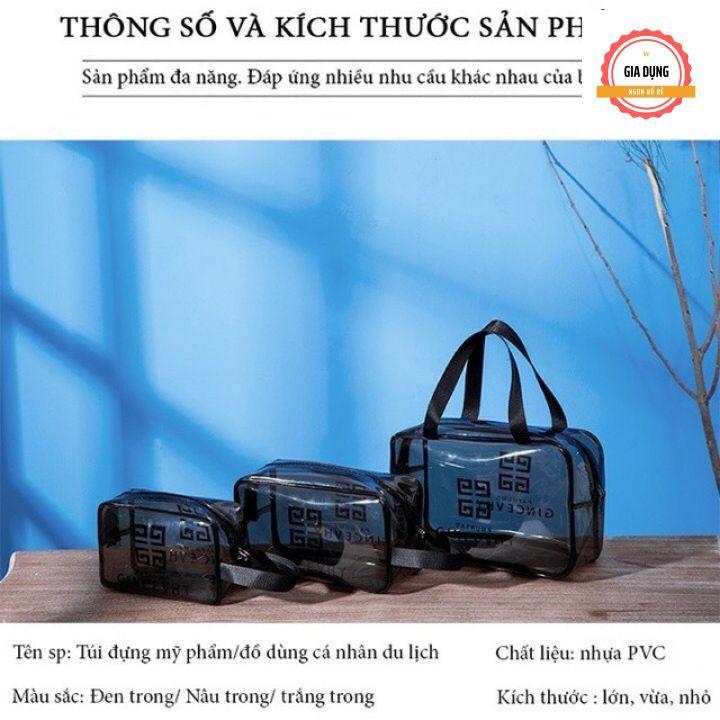 Sét 3 Túi Trong suốt Đựng Đồ, Đựng Mĩ Phẩm, Du Lịch ,Thời Trang