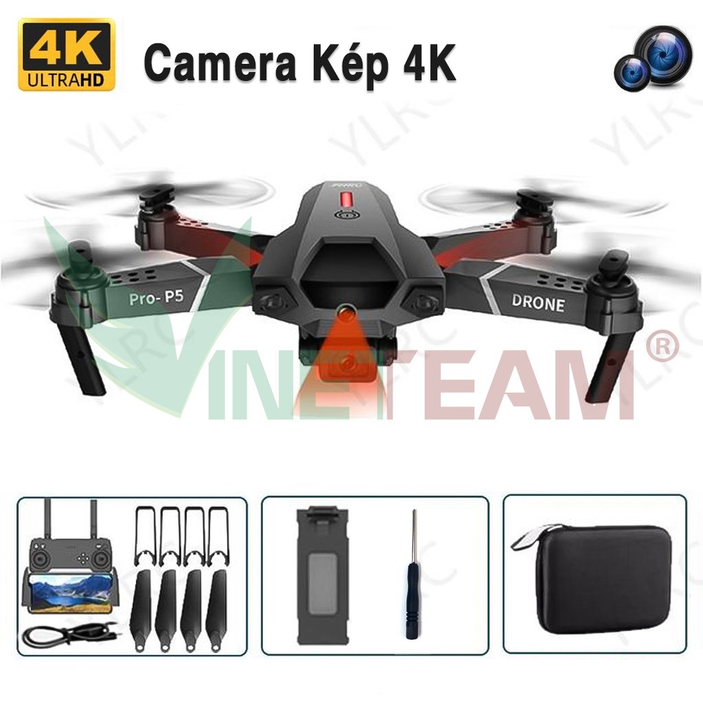 Máy Bay Điều Khiển Từ Xa Flycam P5 PRO Camera Kép Quadcopter UAV Với Bản Nâng Cấp 720P / 1080P / 4K HD FPV E88 Pro GPS WiFi Cảm Biến Chướng Ngại Vật