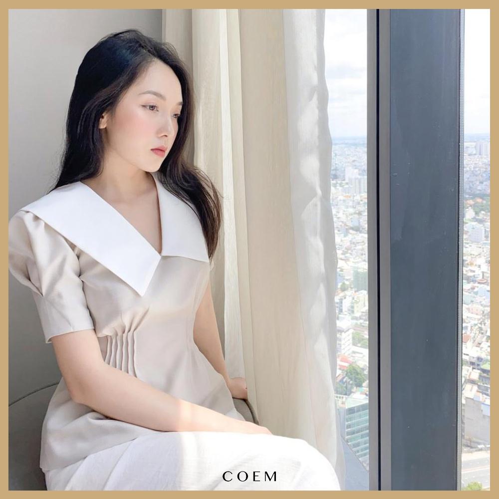 Áo Sơ Mi Nữ Công Sở Tay Phồng Eo Xếp Ly Chất Liệu Cotton CO EM Thiết Kế Cách Điệu Sang Trọng Phù Hợp Đi Làm Đi Tiệc