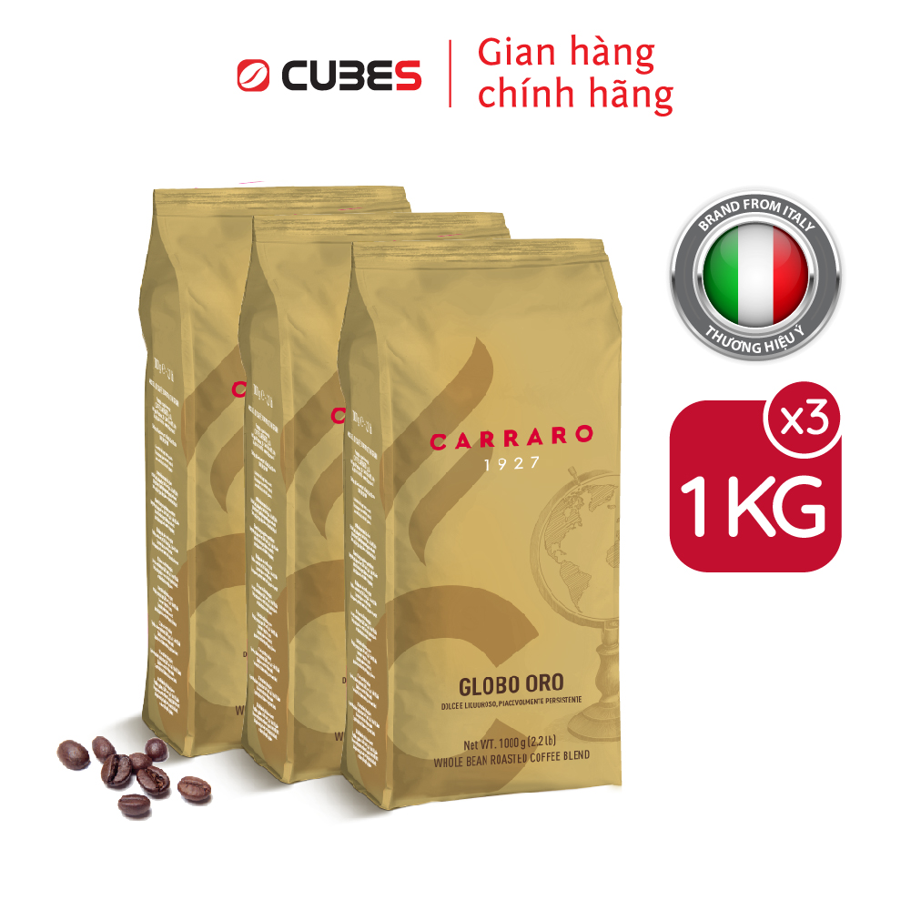 Combo Cà phê hạt Carraro Globo Oro - Nhập khẩu chính hãng 100% từ thương hiệu Carraro, Ý