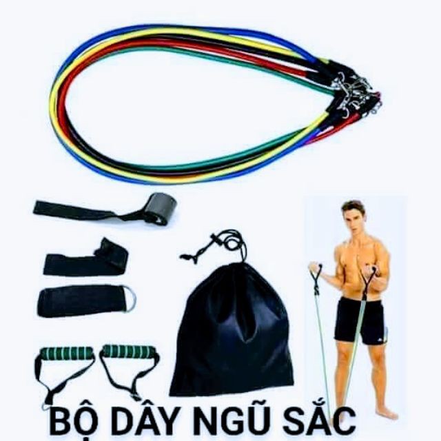 Dây Tập Gym Tại Nhà Kháng Lực Kéo Đàn Hồi Cao Cấp Ngũ Sắc