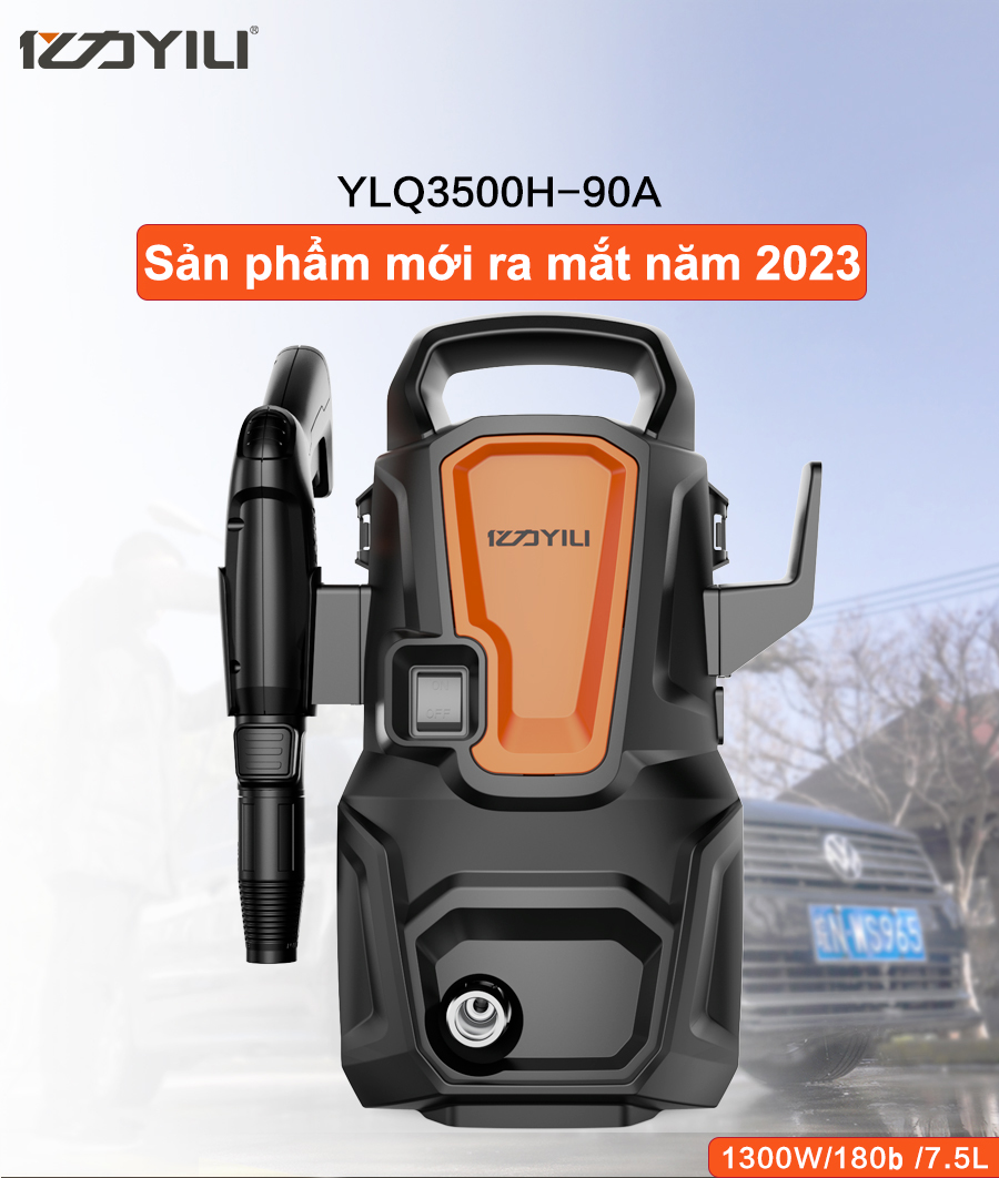 Máy rửa xe áp lực cao ABG yili YLQ3500H-90A rửa xe cao áp công suất 1300W dạng đứng hiện đại 2023, chống nước, chống điện giật, máy rửa xe gia đình, công nghiệp, thiết kế nhỏ gọn  - Hàng Chính Hãng