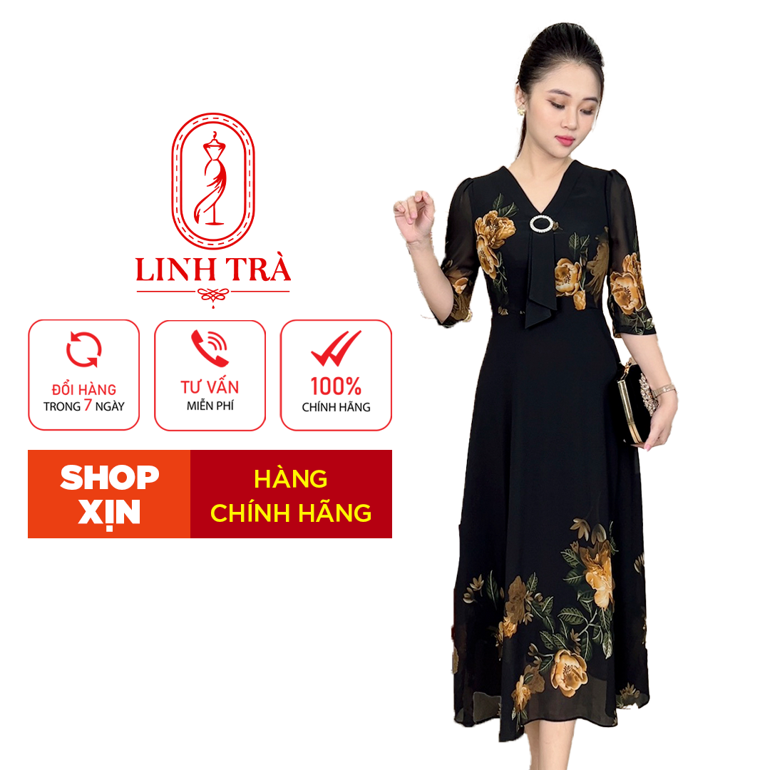 Đầm Trung Niên [ Linh Trà ] (TM 1143) Trẻ Trung Thiết Kế Trang Nhã Thanh Lịch Bigsize Đi Làm Đi Tiệc Cho Bà Cho Mẹ U50