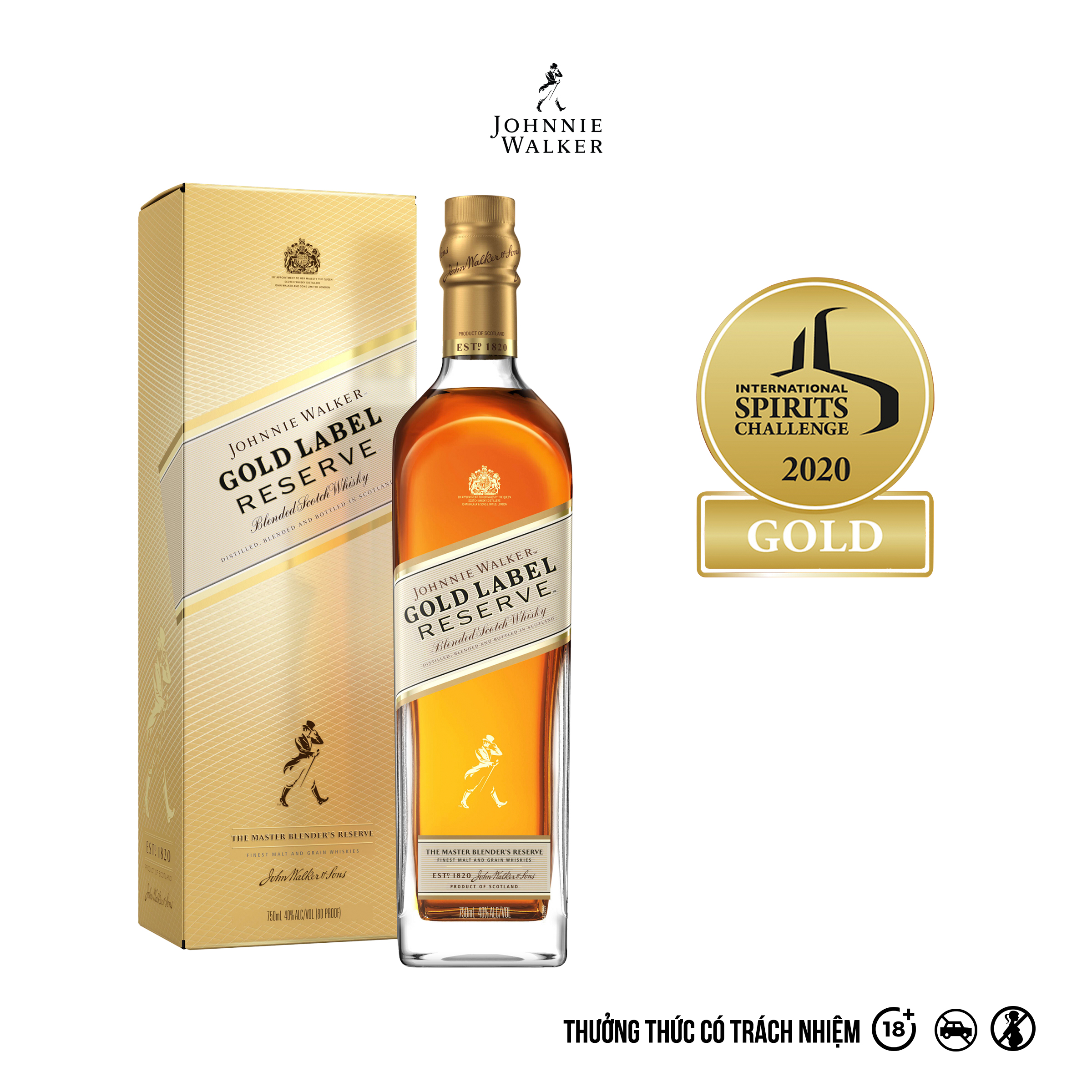 Rượu Johnnie Walker Gold Label Blended Scotch Whisky 40% 750ml [Kèm Hộp]