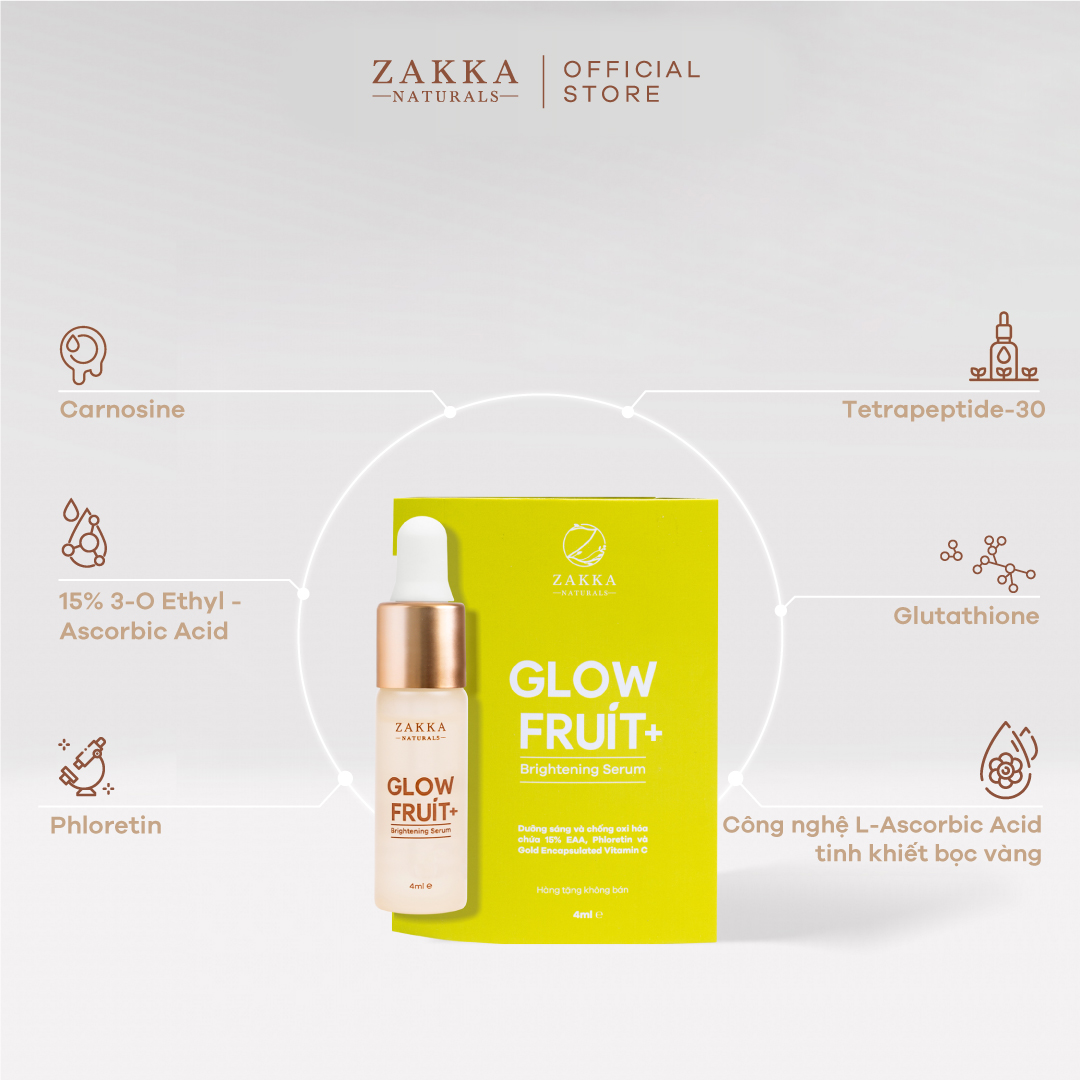 [GIFT] Sample Serum (Tinh Chất) Vitamin C Zakka Naturals GlowFruit+ Brightening 4ml