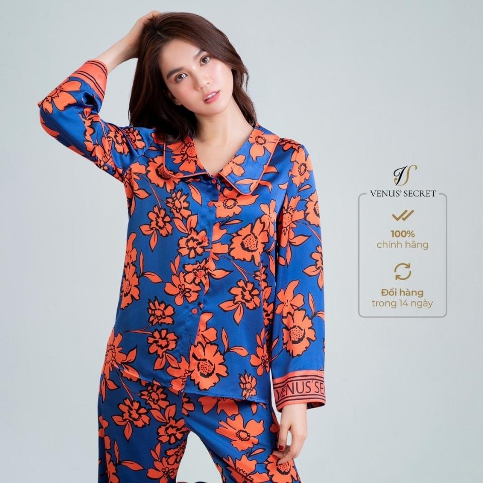 Bộ pyjama Venus' Secret xanh họa tiết hoa cam