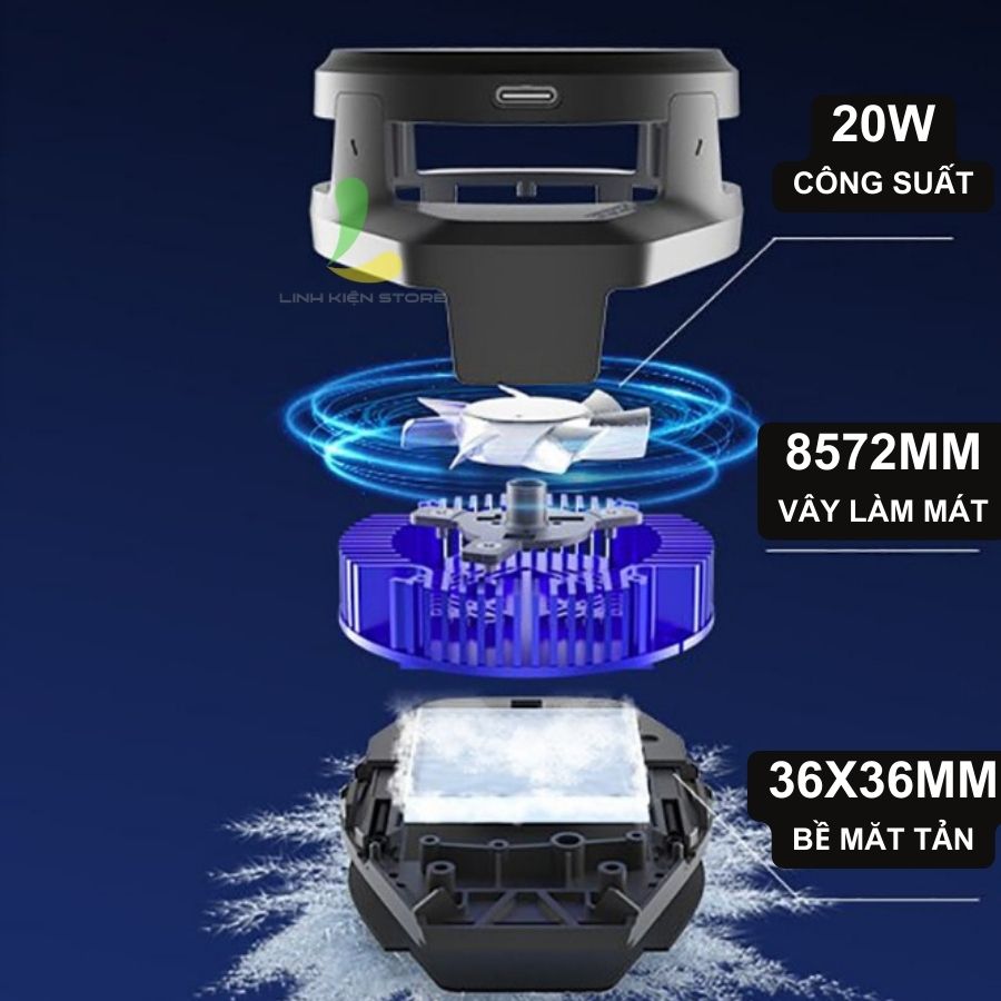 Quạt tản nhiệt điện thoại Flydigi B6 sò lạnh - Quạt gaming hạ nhiệt công suất 20W có led RGB chỉnh nhiệt độ thông minh - Hàng nhập khẩu