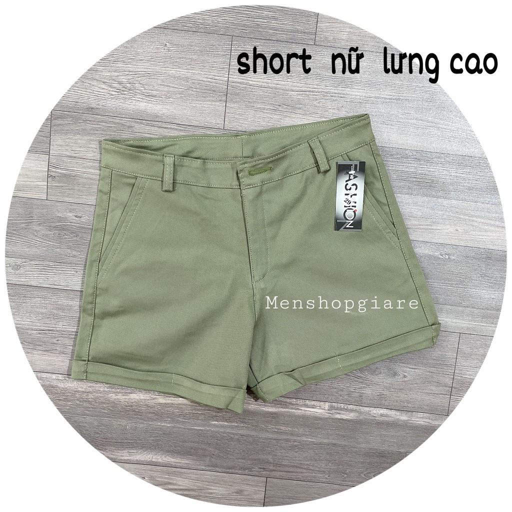 QUẦN SHORT NỮ LƯNG CAO VẢI KAKI CO GIÃN