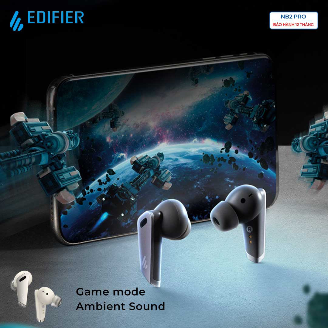 Tai nghe bluetooth Edifier NB2 Pro Chống ồn chủ động tốt Xuyên âm Game mode - Hàng chính hãng