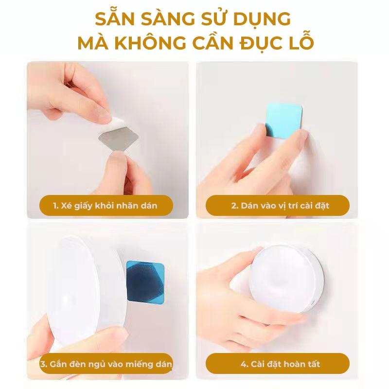 Combo 2 đèn ngủ cảm biến người, chuyển động, tự bật tắt thông minh không dây, dán phòng ngủ, tủ quần áo, cầu thang