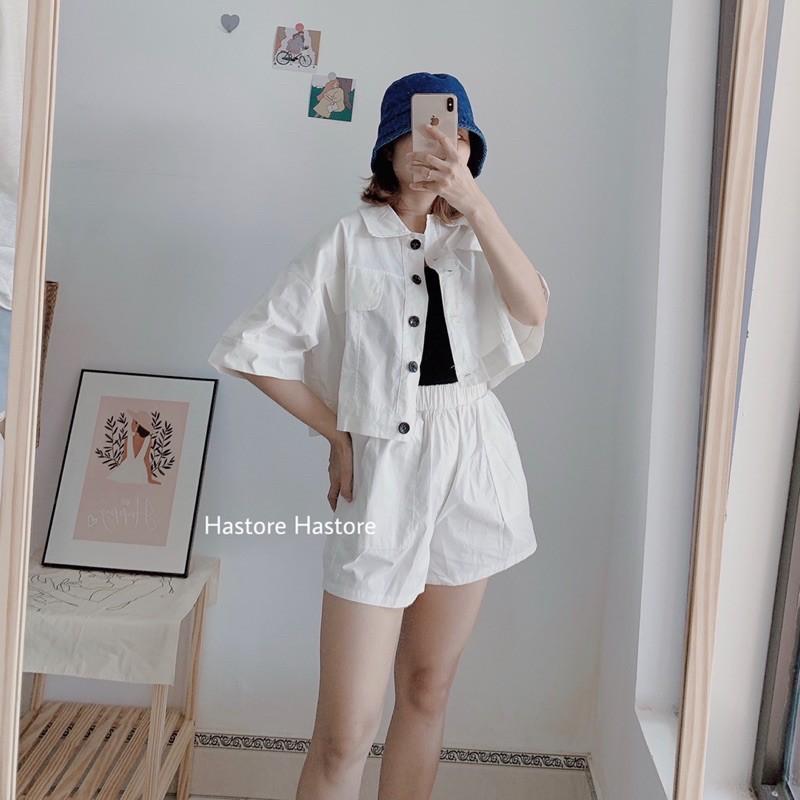 Set croptop khoác thô kèm short 3 màu