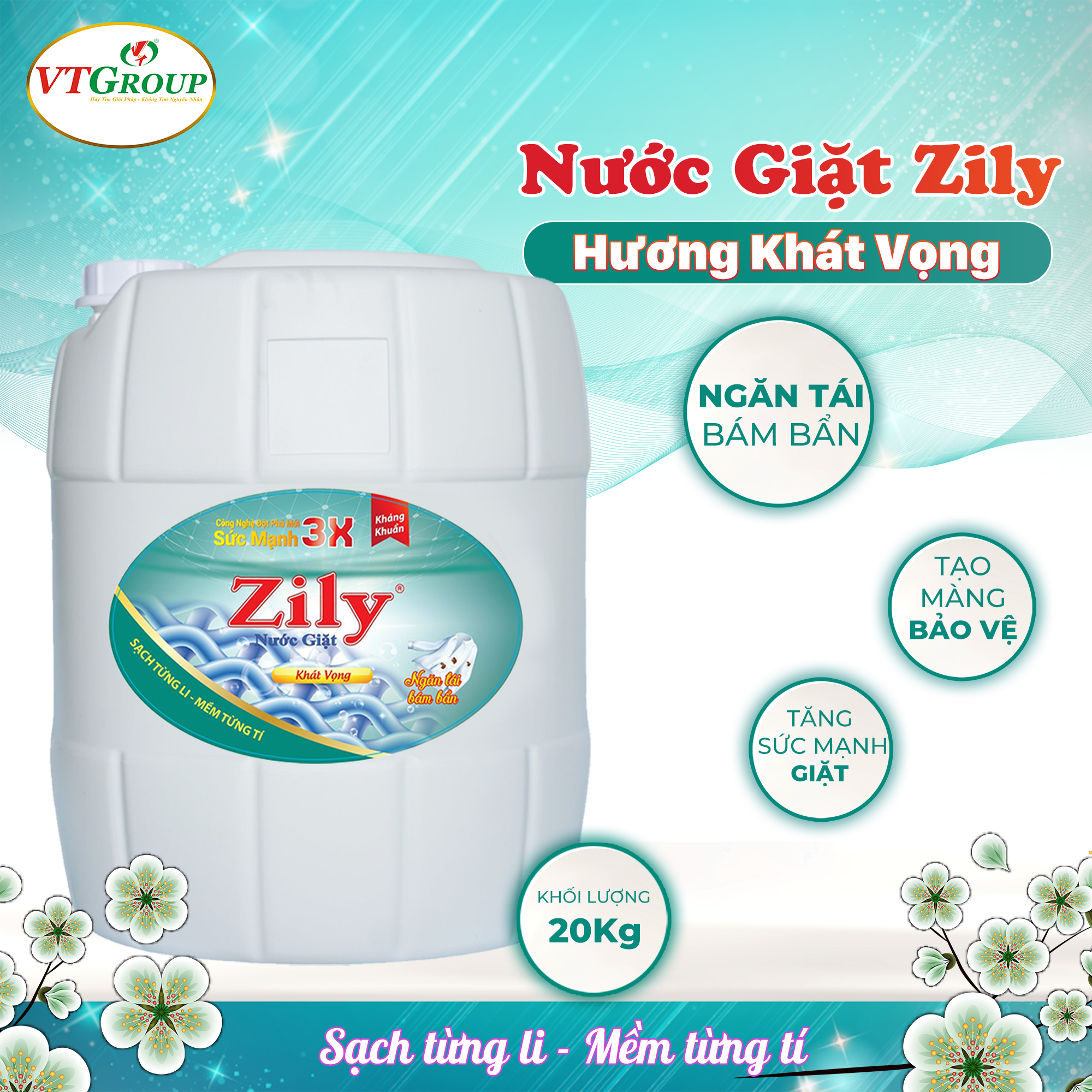 Nước giặt Zily can 20kg (Can) - Tặng 1 can xả vải 5kg biển tình