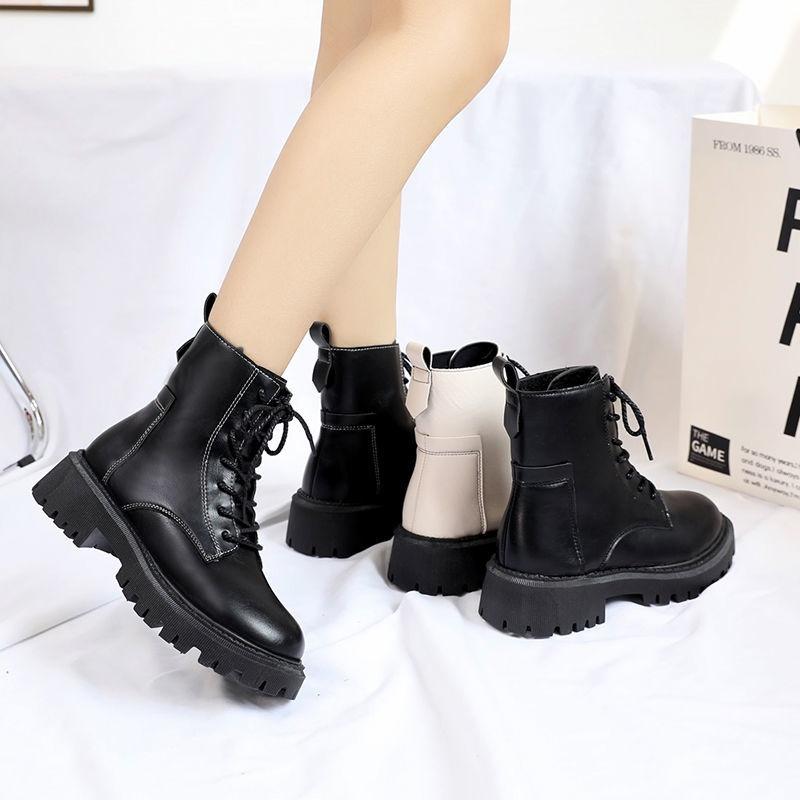 Giày bốt Martin cổ thấp phong cách Anh Quốc thời trang thu đông hàng mới dành cho bạn nữ 2021