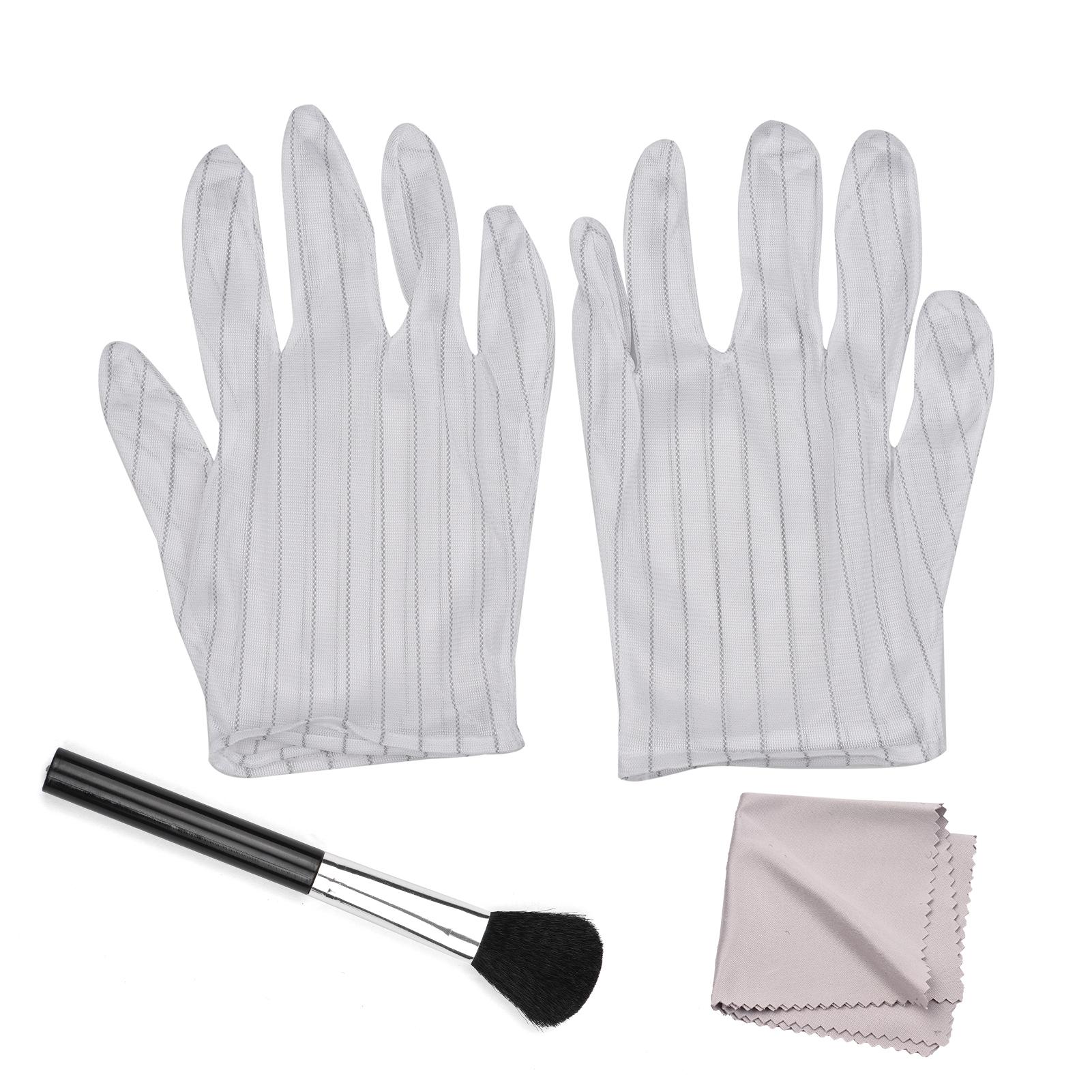 3-in-1 Camera Cleaning Kit with 1 Pair Anti-static Gloves + 1 Lens Brush + 1 Cleaning Cloth for DSLR Digital Camera