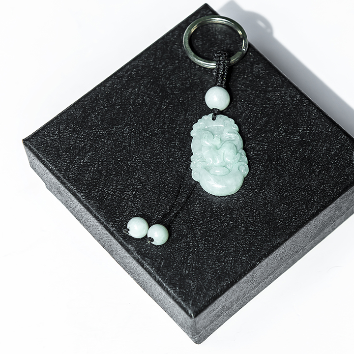 Móc khóa 12 Con Giáp Cẩm Thạch tự nhiên - Tuổi Tý | MKJADTY01 VietGemstones