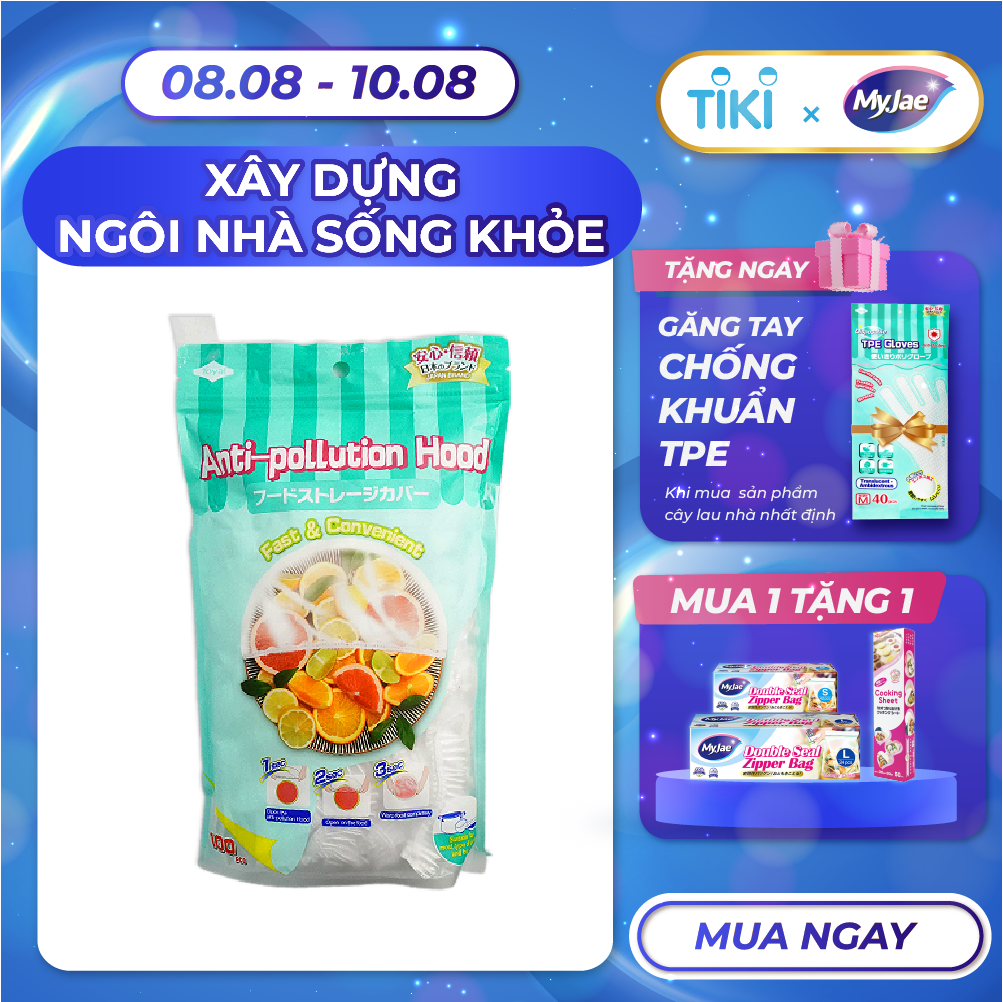 Màng Bọc Thực Phẩm PE Tái Sử Dụng Dạng Bo Chun MyJae, Màng Bọc Bảo Quản Thức Ăn (100 Cái/Gói)