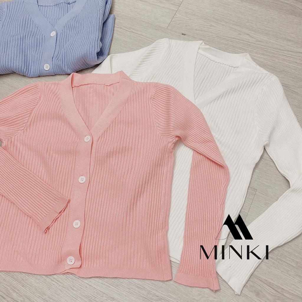 ÁO CARDIGAN LEN CÚC TRẮNG - LEN CAO CẤP CO GIÃN SIÊU TỐT - MÀU XANH/ HỒNG/ TRẮNG