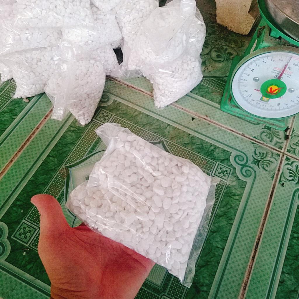 Đá sỏi trang trí chậu cây - 500g - Đá cuội sỏi chuyên trang trí bể cá, sân vườn - Dòng sỏi trắng cao cấp