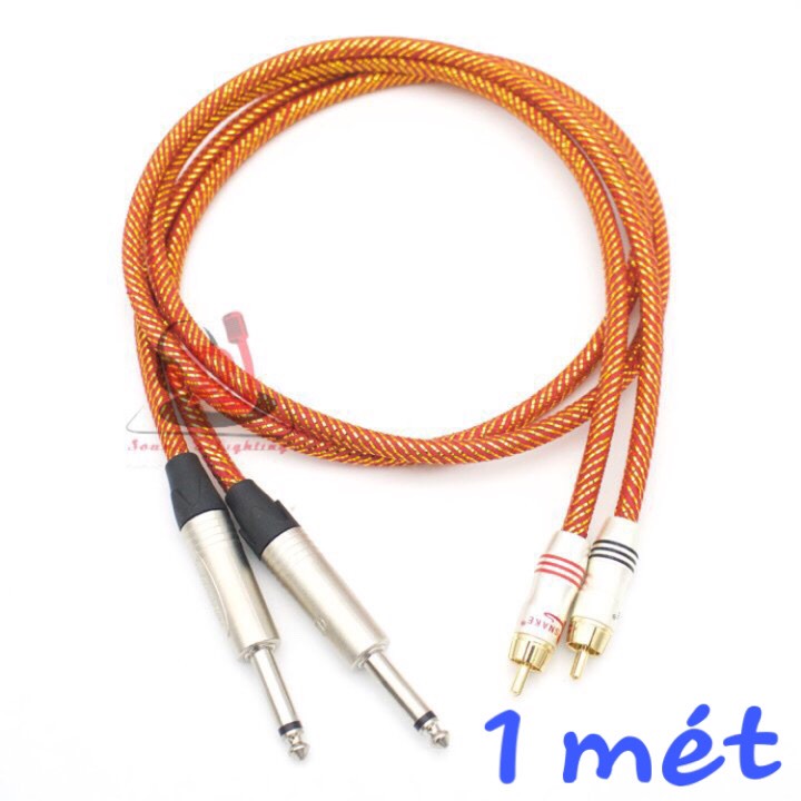 Dây tín hiệu âm thanh giắc 6ly chuyển av 02 dây, jack 6.35mm