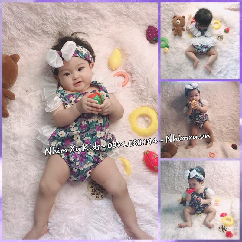 Body thiên nga bé gái 3 đến 12kg, bodysuit kèm turban mùa hè cho bé gái