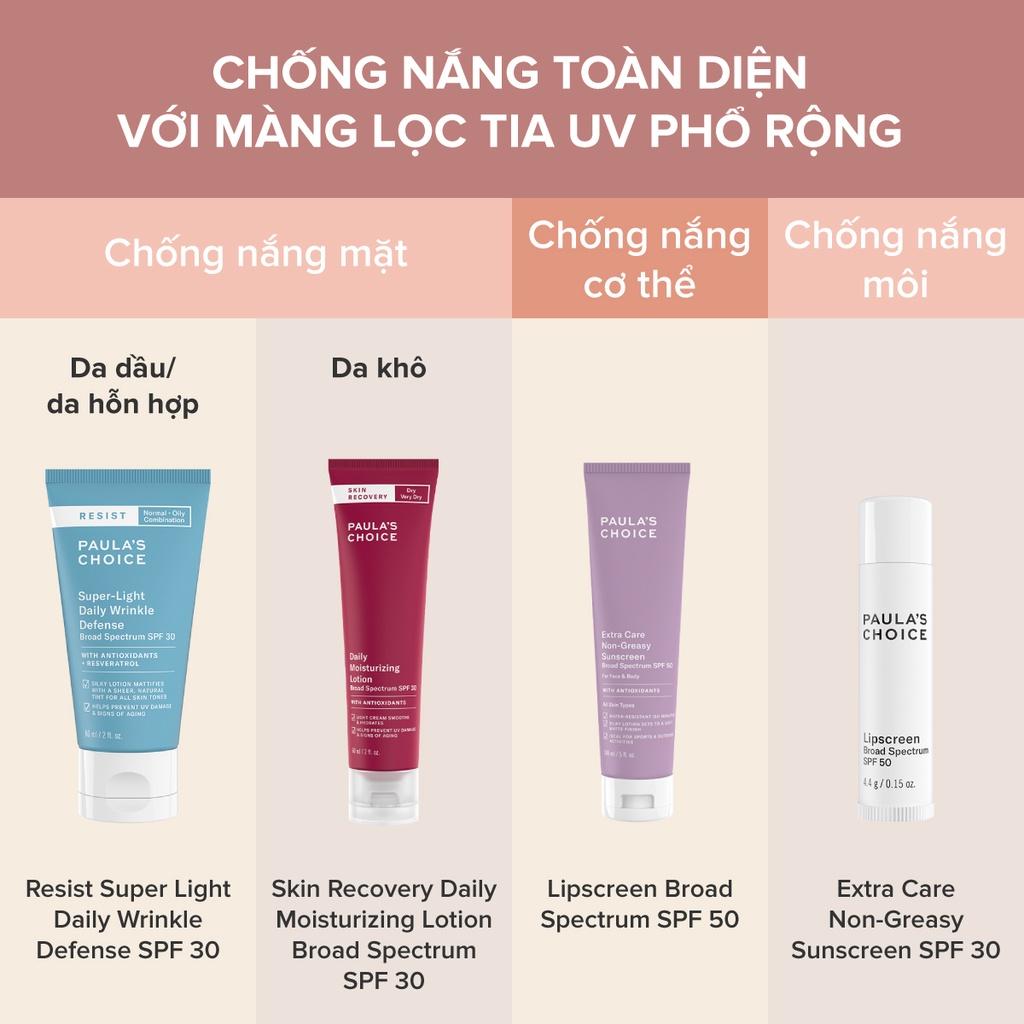 Kem Chống Nắng Vật Lý Cho Da Dầu Lão Hóa Paula's Choice Resist Super - Light Daily Wrinkle Defence 60ml