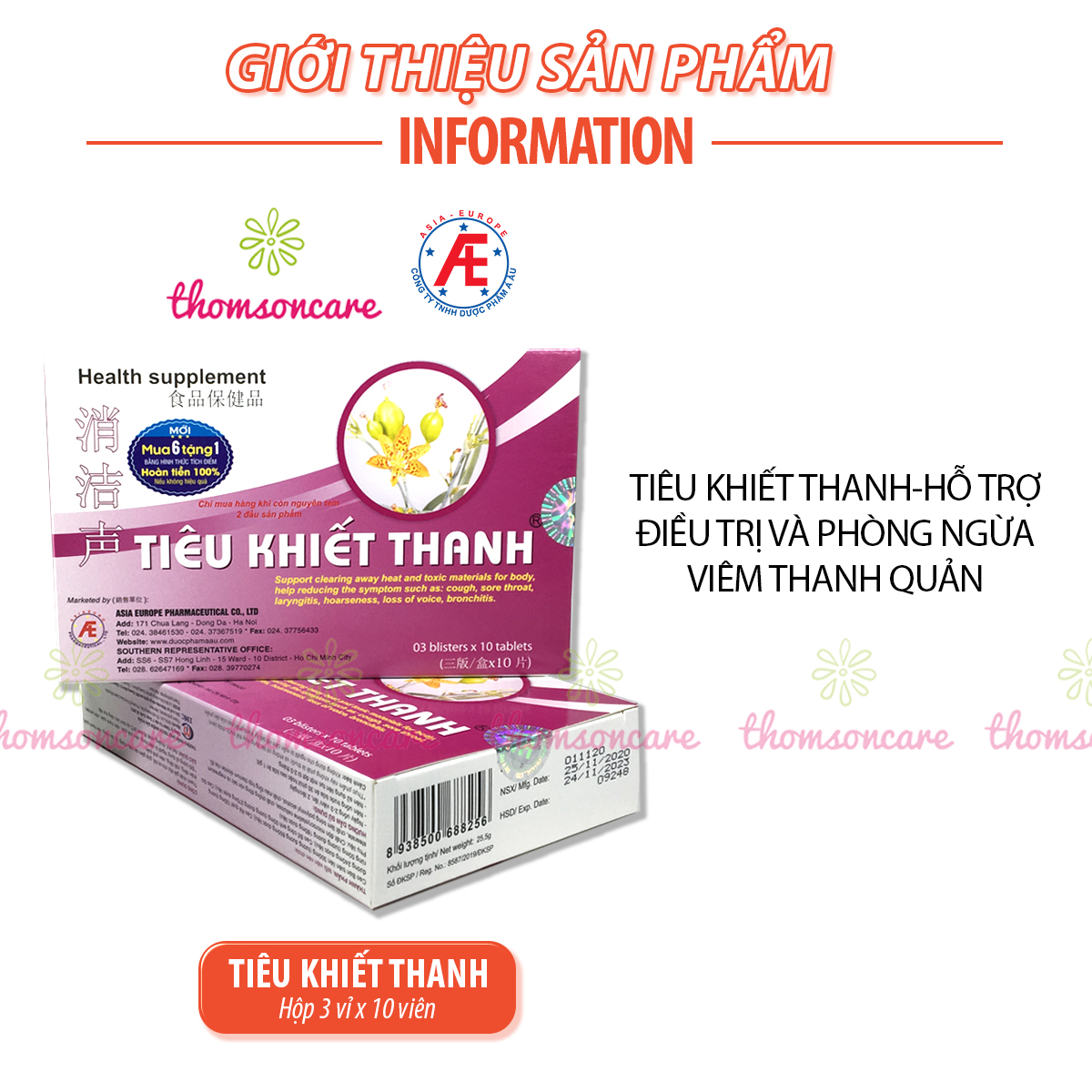 Tiêu khiết thanh - Có tem tích điểm - Cho giọng nói trong trẻo, giảm khản tiếng, mất giọng